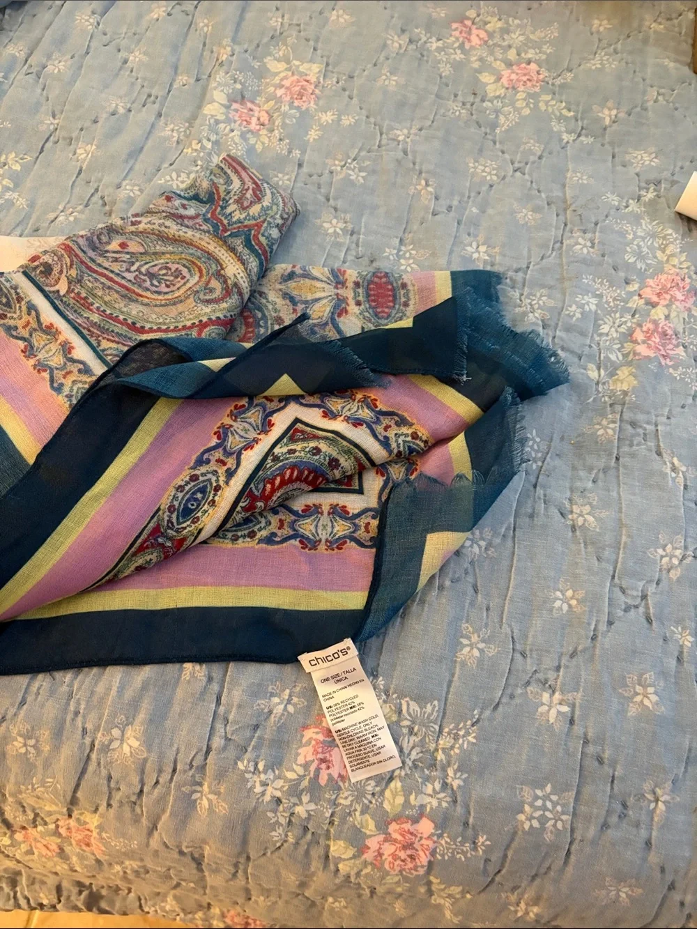 Chico's Multicolor Paisley & Stripe Lightweight Scarf